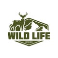 Hunting logo, hunt badge or emblem for hunting club or sport, deer hunting stamp Royalty Free Stock Photo
