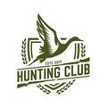 Hunting logo, hunt badge or emblem for hunting club or sport, duck hunting stamp Royalty Free Stock Photo