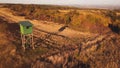 Hunting lookout in the hunting wilderness area, high angle view