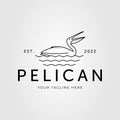 hunting pelican or stork on water logo vector illustration design