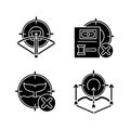 Hunting provisions and restrictions black glyph icons set on white space Royalty Free Stock Photo