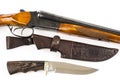 Hunting rifle, knife and leather case Royalty Free Stock Photo