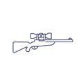 Hunting rifle with optical sight, sniper line icon