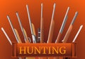 Hunting rifle type concept banner, cartoon style Royalty Free Stock Photo