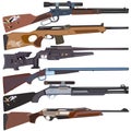 Hunting rifles, vector set in flat style design Royalty Free Stock Photo
