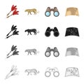 Hunting, safari, Africa, and other web icon in cartoon style. Leopard, animal, beast, icons in set collection.