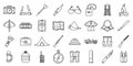 Hunting safari equipment icons set, outline style