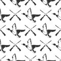 Hunting seamless pattern with guns and ducks Royalty Free Stock Photo