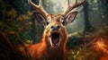 Surprised Deer In Forest With Axe - Rendered In Cinema4d