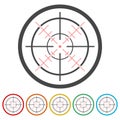 Hunting sight targets, Crosshair icon, 6 Colors Included