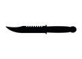 Hunting steel knife with wooden handle, concept simple black vector illustration, isolated on white. Self defense melee weapon,
