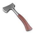 Hunting or tourist hatchet isolated on white. 3D illustration, clipping path Royalty Free Stock Photo