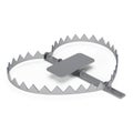 Hunting trap isolated on white background. Heart-shaped trap, love trap. Royalty Free Stock Photo