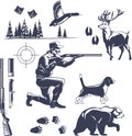 Hunting Vintage Style Icons Set Royalty Free Stock Photo