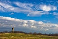 Hunting watchtower on a meadow at sunny autumn day, Deliblatska pescara