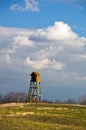 Hunting watchtower on a meadow at sunny autumn day, Deliblatska pescara