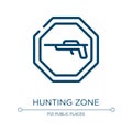 Hunting zone icon. Linear vector illustration from indications collection. Outline hunting zone icon vector. Thin line symbol for