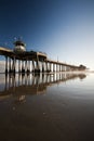 Huntington Beach Pier Afternoon Reflections Wide Royalty Free Stock Photo