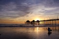 Huntington Beach pier during sunset Royalty Free Stock Photo