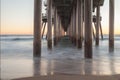 Huntington Beach pier at sunset Royalty Free Stock Photo