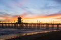 Huntington Beach pier sunset Royalty Free Stock Photo