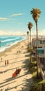 Huntington Beach Scene Illustration