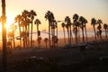 Huntington Beach sunset and intersection Royalty Free Stock Photo
