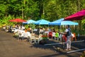 Outdoor dinning with social distancing at the restaurant`s parking lot in Huntington, Long Island