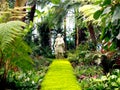 Huntress with a dog statue in corridors of Royal Greenhouses In Brussels