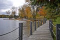 Tourist resort with the lake view and beach in autumn Royalty Free Stock Photo