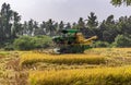 Moving John Deere pick thresher, Hunumanahalli, Karnataka, India