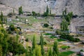 View of village and fields in Hunza Valley northern Pakistan Royalty Free Stock Photo