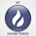 Huobi Token Coin cryptocurrency blockchain icon. Virtual electronic, internet money or cryptocoin symbol, logo Royalty Free Stock Photo