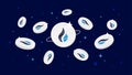 Huobi Token HT coins falling from the sky. HT cryptocurrency concept banner background