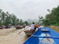 Take a boat at Yen stream .Huong pagoda festival. My Duc, Hanoi, Vietnam March 2, 2019