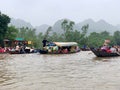 Take a boat at Yen stream .Huong pagoda festival. My Duc, Hanoi, Vietnam March 2, 2019