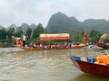 Take a boat at Yen stream .Huong pagoda festival. My Duc, Hanoi, Vietnam March 2, 2019