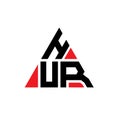 HUR triangle letter logo design with triangle shape. HUR triangle logo design monogram. HUR triangle vector logo template with red Royalty Free Stock Photo