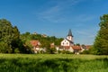 Hurch and Castle Reichenberg in Reichelsheim, Odenwald, Hesse, Germany