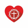 Hurch logo. Cross of Jesus, heart and crown of thorns