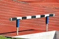 Hurdle in an Athletics Running Track Royalty Free Stock Photo