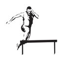 Hurdles race, running and jumping man Royalty Free Stock Photo