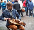 Hurdy Gurdy Player In Galway Ireland