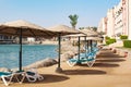 HURGADA, EGYPT-SEPTEMBER 15, 2021: Four-star all-inclusive hotel Royalty Free Stock Photo