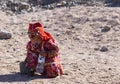 Bedouin children entertain tourists. Kids of the Sahara desert.