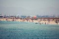 Hurghada, Egypt, 3.12.2018, Mahmya island in red sea, turquoise water, blue sky, boats and tourists in paradise. Holiday and