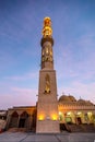 09/11/2018 Hurghada, Egypt, New snow-white mosque Al Mina on the Red Sea coast at dusk and highlighted Royalty Free Stock Photo