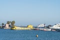 City marina where ships, boats and yachts are moored Royalty Free Stock Photo