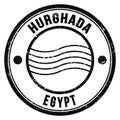 HURGHADA - EGYPT, words written on black postal stamp