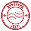 HURGHADA - EGYPT, words written on red postal stamp